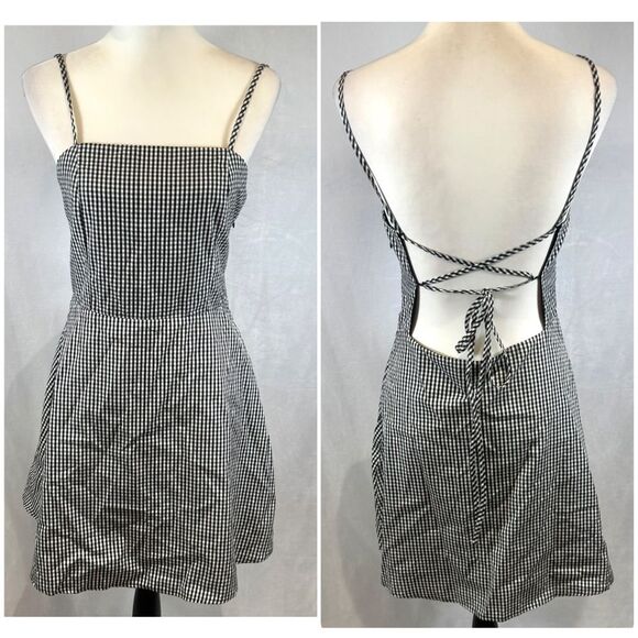 Gingham square neck backless sundress size large - Picture 1 of 7